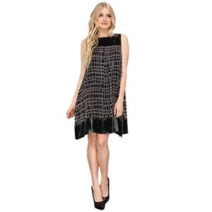 Muse Burnout Velvet Velour Fly Away Mosaic Sleeveless Gray Cocktail Dress